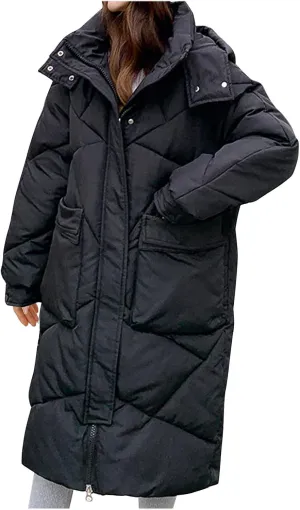 Women Long Winter Coats Plus Size Puffer Jackets Thicken Outerwear Maxi Down Coats Parka Quilted Lightweight Jackets