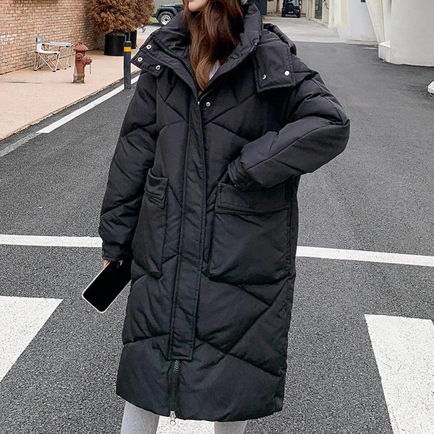 Women Long Winter Coats Plus Size Puffer Jackets Thicken Outerwear Maxi Down Coats Parka Quilted Lightweight Jackets
