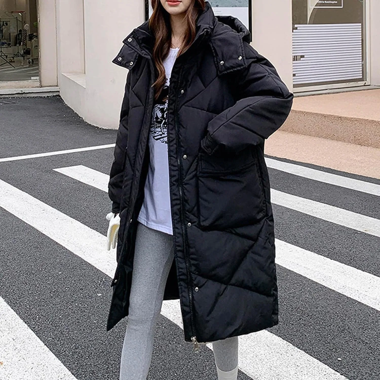 Women Long Winter Coats Plus Size Puffer Jackets Thicken Outerwear Maxi Down Coats Parka Quilted Lightweight Jackets
