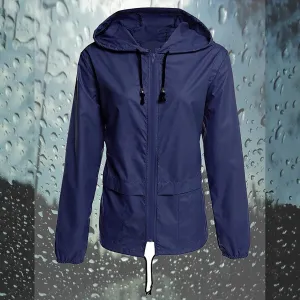 Women Rain Jacket Lightweight Waterproof Raincoat with Hood Windbreaker Outdoor Hiking Cycling Jacket Cardigan