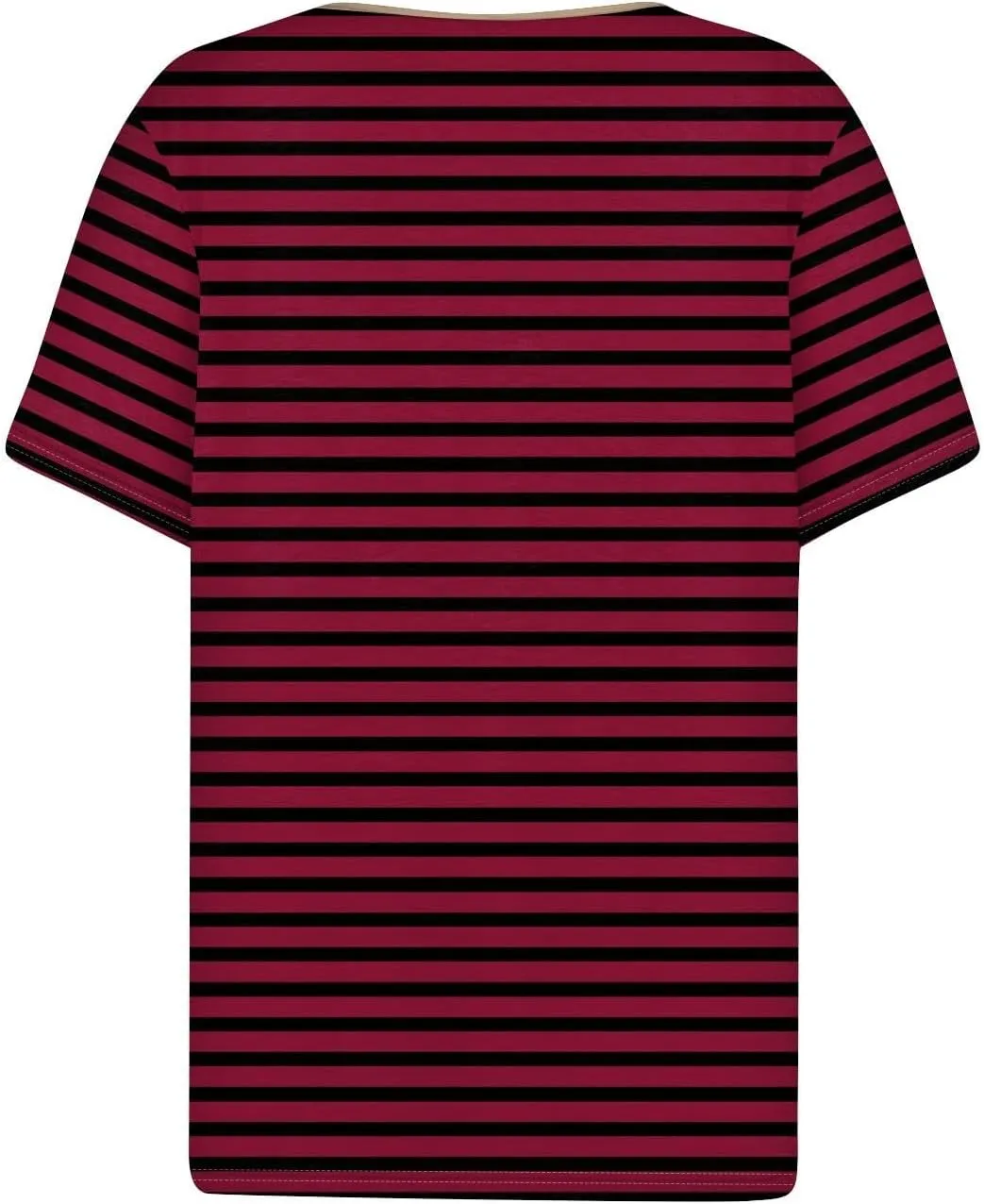 Women Striped Henley T Shirts Button V Neck Casual Summer Tops Comfy Fitted Tunics Short Sleeve Blouses 2025 New