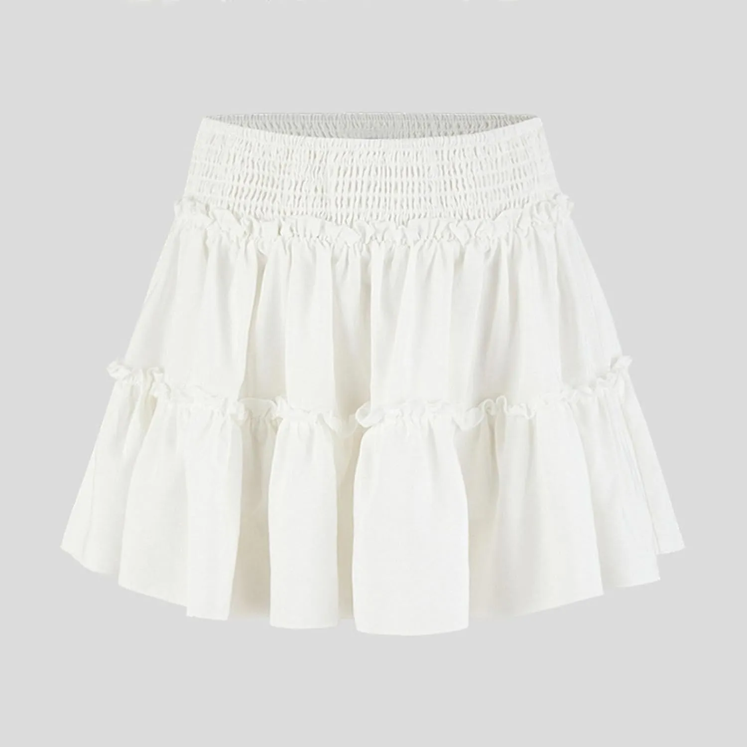 Womens Boho Mini Skirt 2025 Summer Beach Skirts High Waisted Ruffled Tiered A Line Flowy Skirts Built-in Shorts