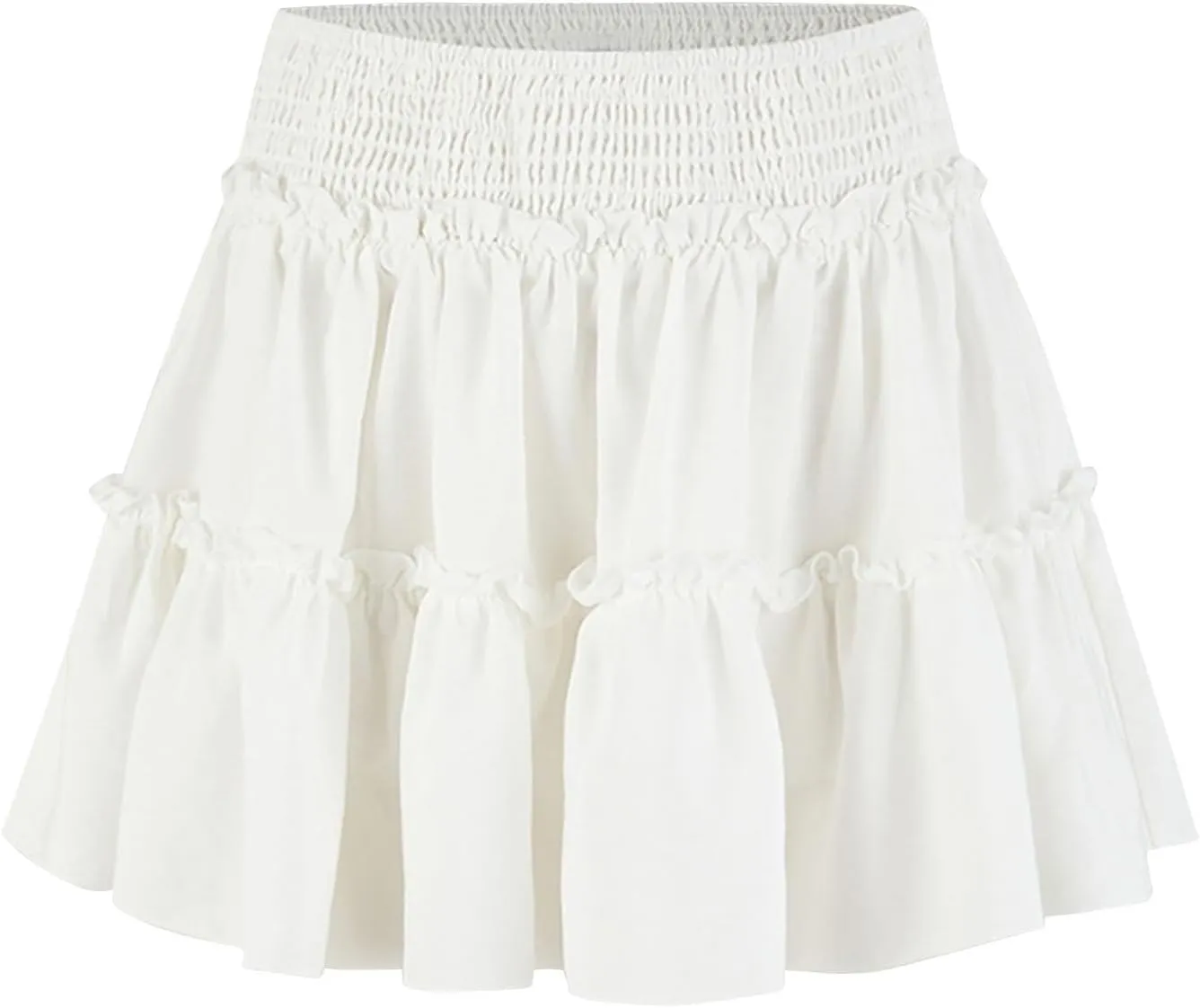 Womens Boho Mini Skirt 2025 Summer Beach Skirts High Waisted Ruffled Tiered A Line Flowy Skirts Built-in Shorts