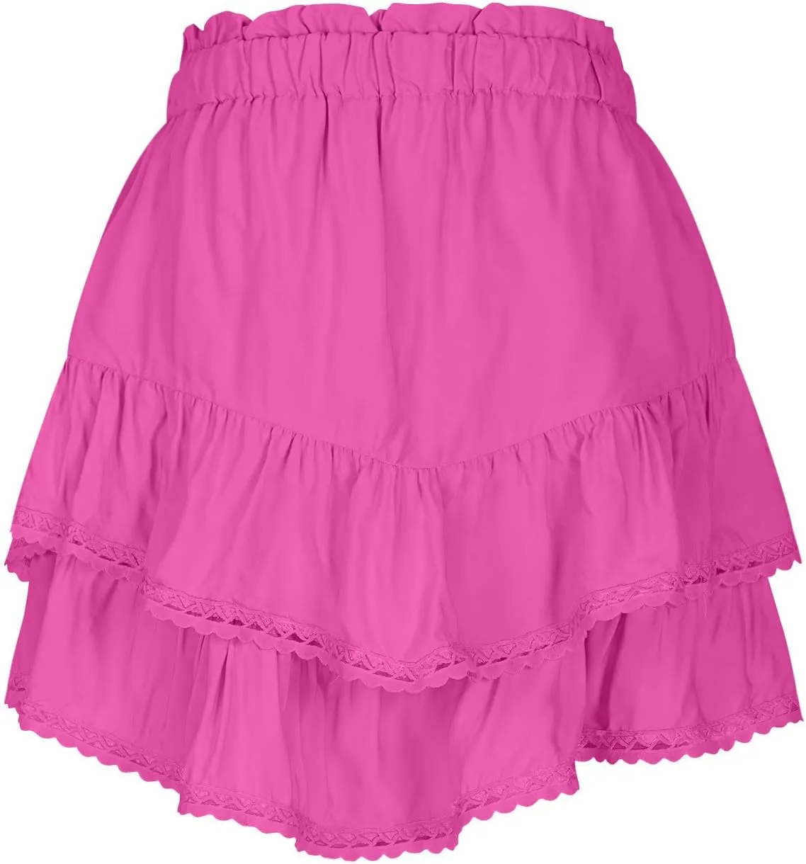Women's Boho Ruffle Tiered Skorts Casual Fashion High Waist Pleated Skirts Solid Color Sexy Tennis Golf Skater Skort