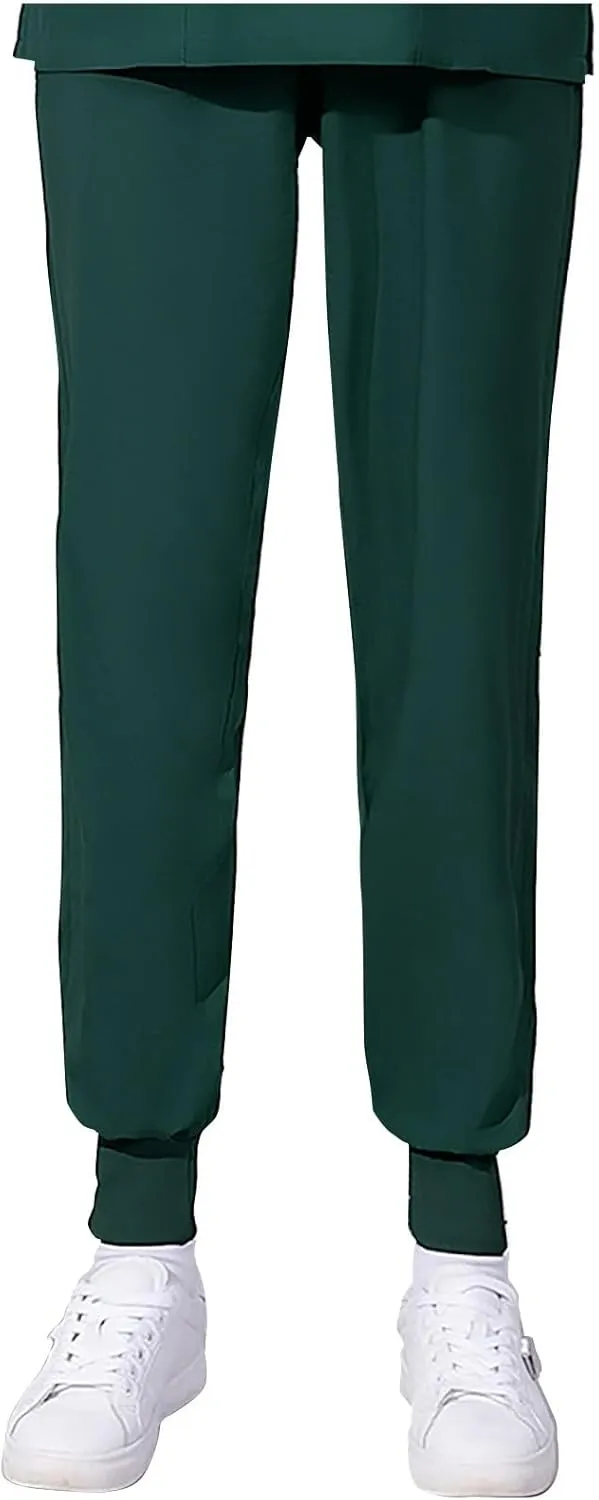 Women's Casual Cotton Trousers Elastic Waist Pants Solid Color Work Pants Workout Running Gym Palazzo Leggings