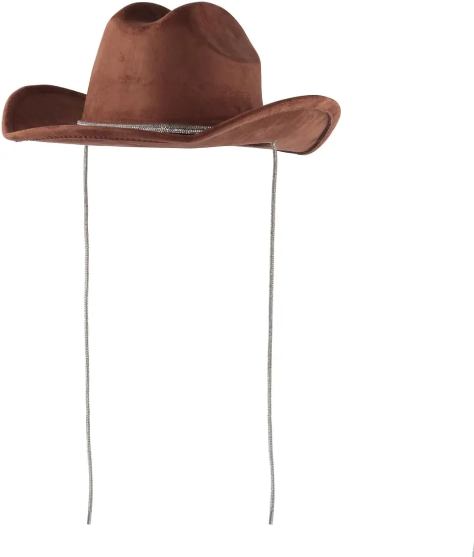 Women's Classic Wide Brim Felt Fedora Travel Western Fashion Hat, Adjustable Hat Band Rhinestone Glittered Lace