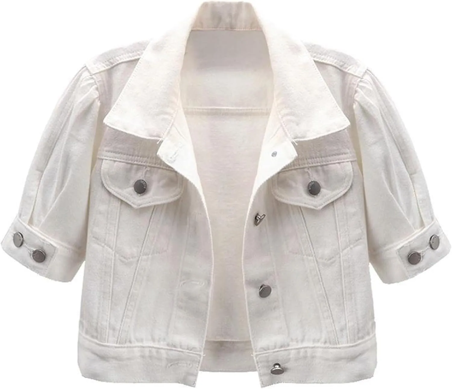 Womens Cropped Denim Jacket Short Sleeve Button Down Truck Jean Jackets Casual Short Denim Coat 2025 Trendy Outerwear