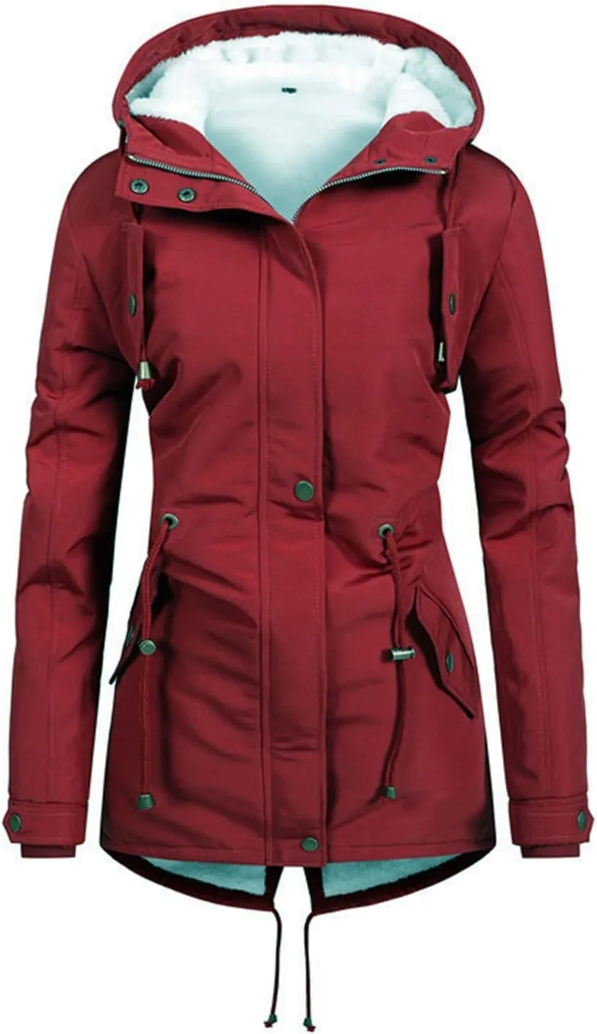 Womens Double Breasted Trench Coats 2024 Mid-Length Belted Overcoat Long Dress Jacket Hood Plus Size Woolen Windbreaker