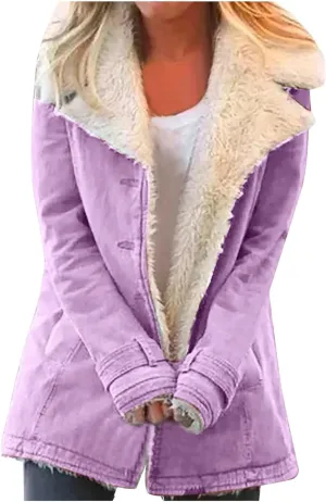 Women's Down Jackets & Parkas, Short Fleece Lined Jacket Long Sleeve Outerwear Casual Lightweight Coats with Hood