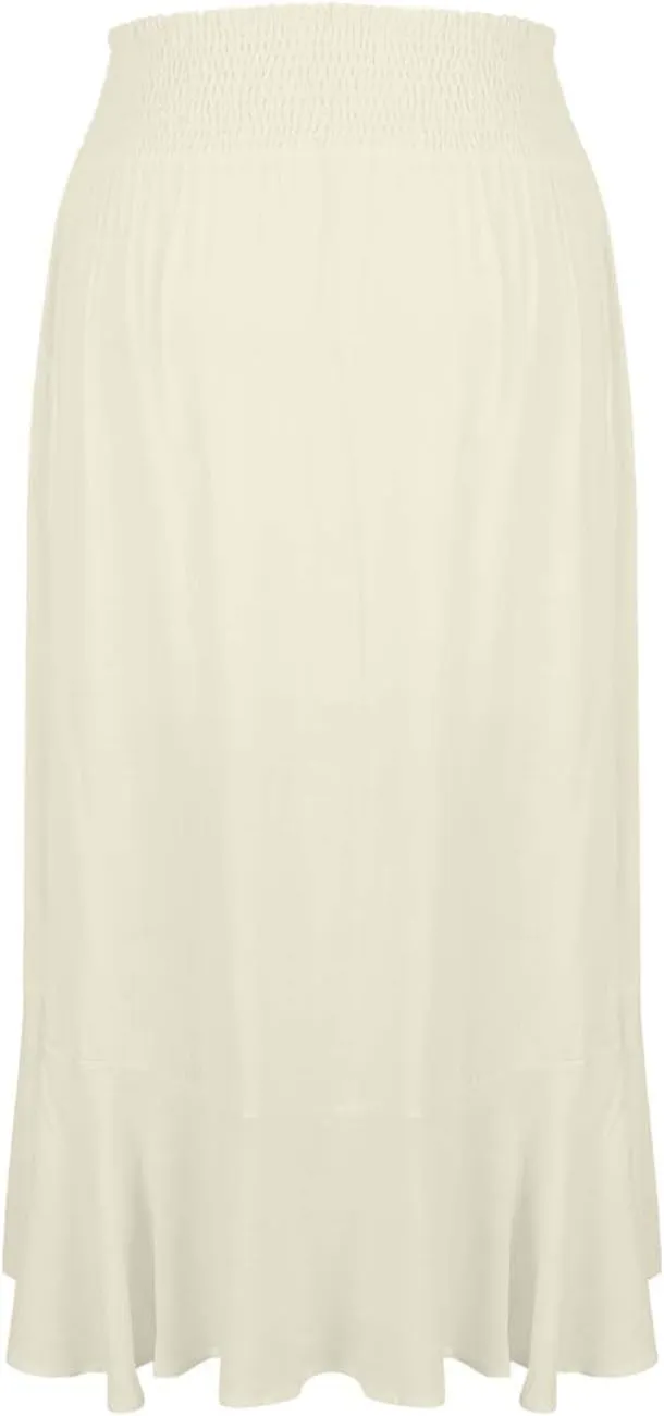 Women's Elastic Tie Waist Button Down Maxi Skirts Casual Loose Fashion Flowy Swing Slit Front Long Skirts 2025