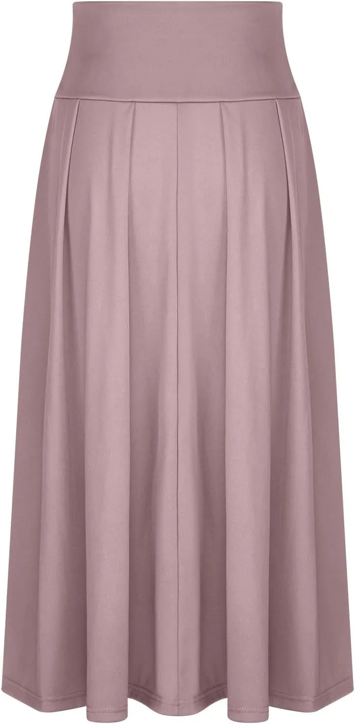 Women's Elegant High Waisted Skirt Tie Front Pleated Maxi Skirts Fashion Solid Color Flowy Swing Ankle Length Skirt