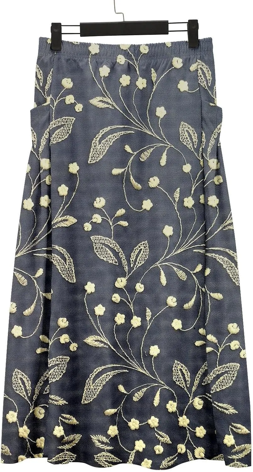 Womens Flowy Long Boho Floral Maxi Skirt Elastic High Waist Tiered Pleated Summer Casual Beach Skirt