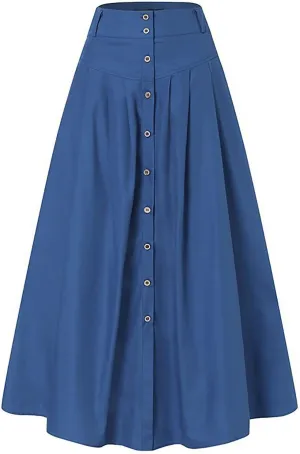 Womens Flowy Long Boho Floral Maxi Skirt Elastic High Waist Tiered Pleated Summer Casual Beach Skirt