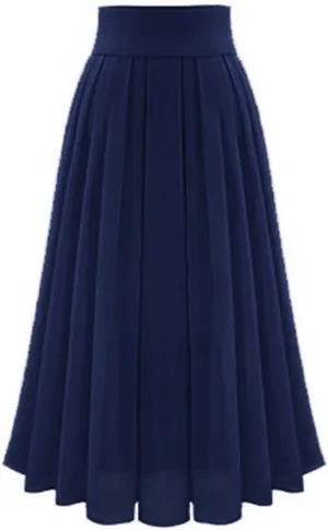 Womens High Waist Chiffon Maxi Skirt Casual Pleated A-Line Flowy Swing Long Floor Length Skirts for Beach Prom Party