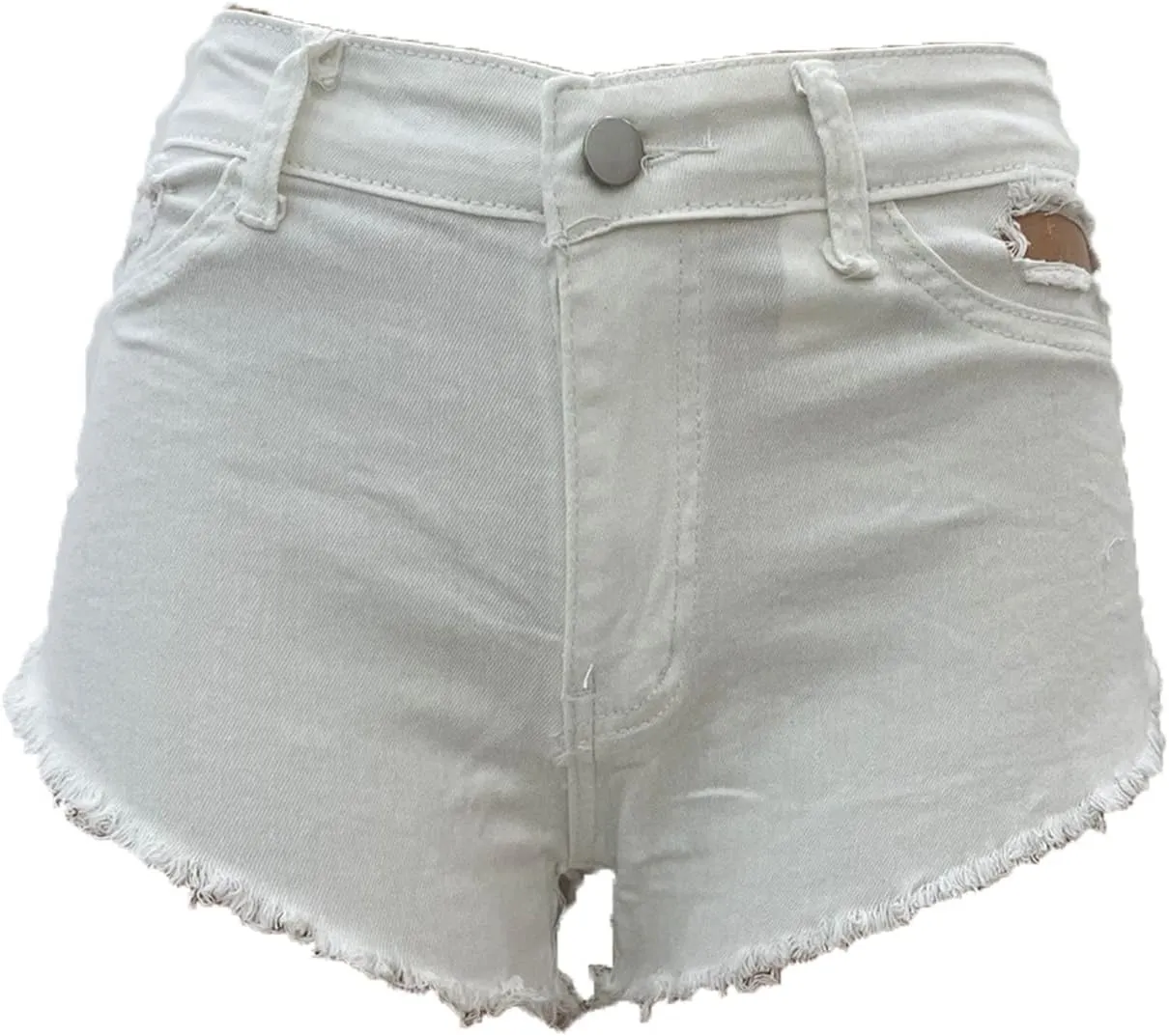 Womens High Waisted Jean Shorts Frayed Raw Hem Denim Shorts Distressed Casual Summer Stretchy Shorts Jean