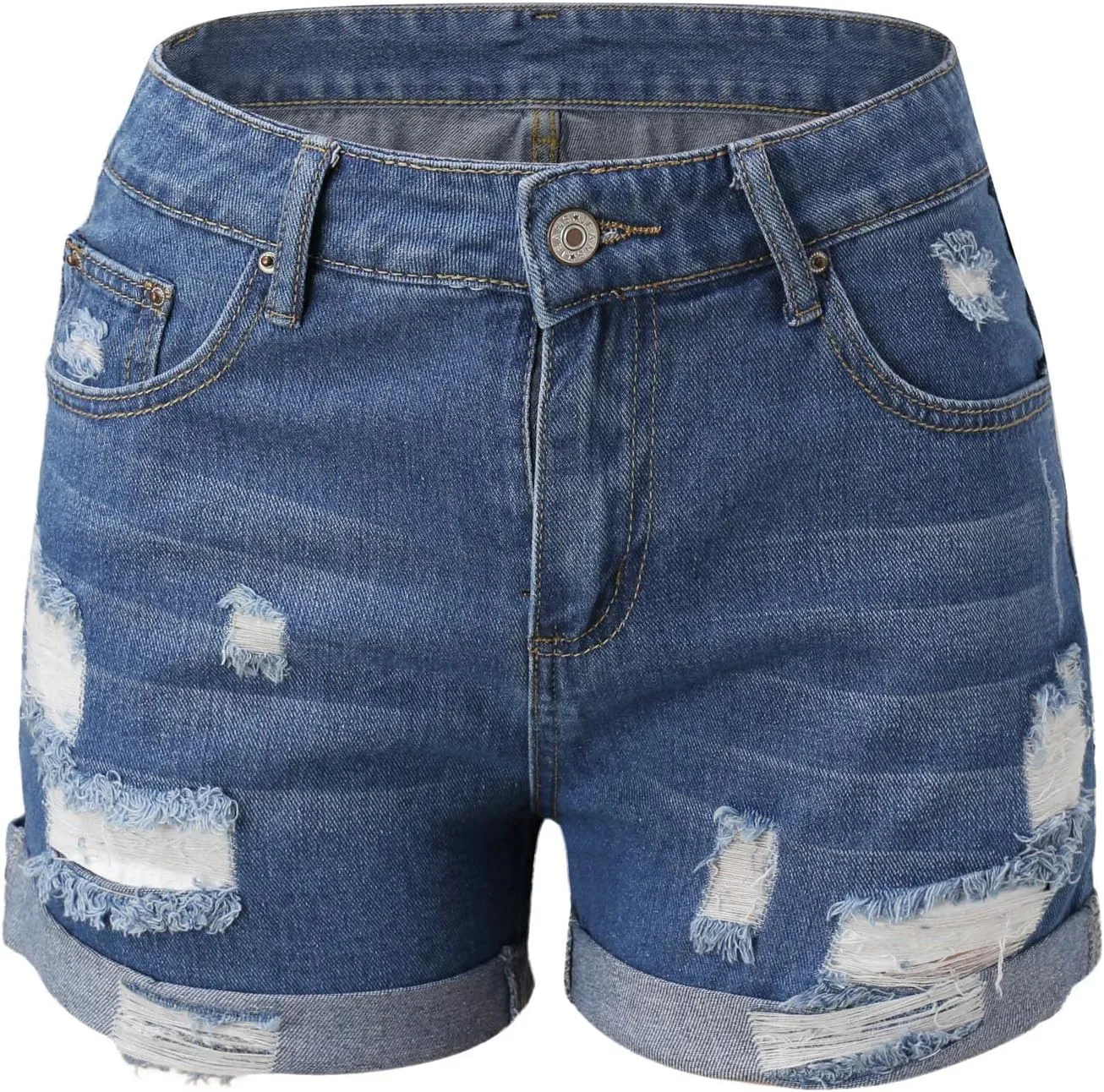 Women's High Waisted Ripped Stretchy Denim Jean Shorts Summer High Waisted Distressed Stretchy Daisy Dukese American