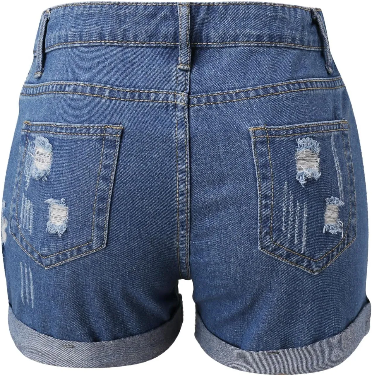 Women's High Waisted Ripped Stretchy Denim Jean Shorts Summer High Waisted Distressed Stretchy Daisy Dukese American