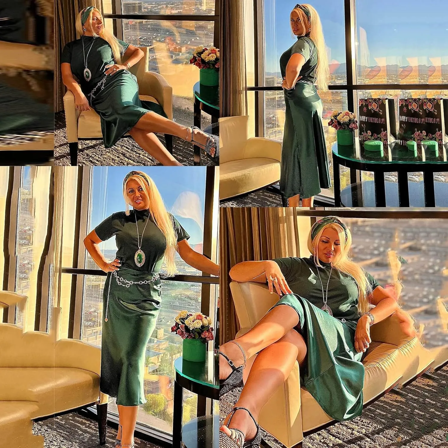 Women's High Waisted Satin Skirt Elegant A-Line Cocktail Party Wedding Back Zipper Knee Length Elastic Silk Skirts