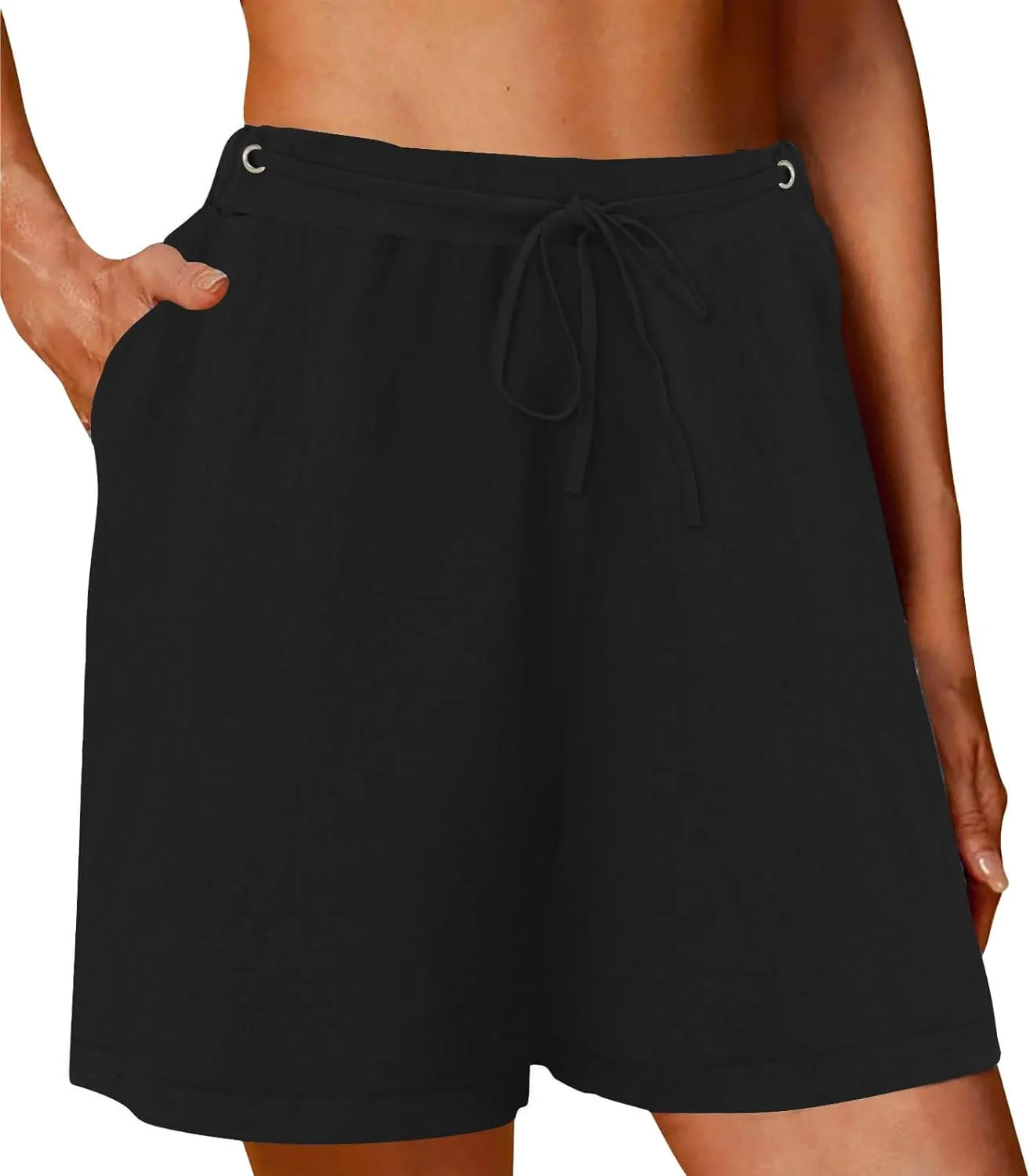 WomenS Linen Shorts Summer 2025 High Waisted Elastic Waist Dressy Casual Shorts Running Athletic Shorts
