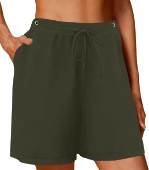 WomenS Linen Shorts Summer 2025 High Waisted Elastic Waist Dressy Casual Shorts Running Athletic Shorts