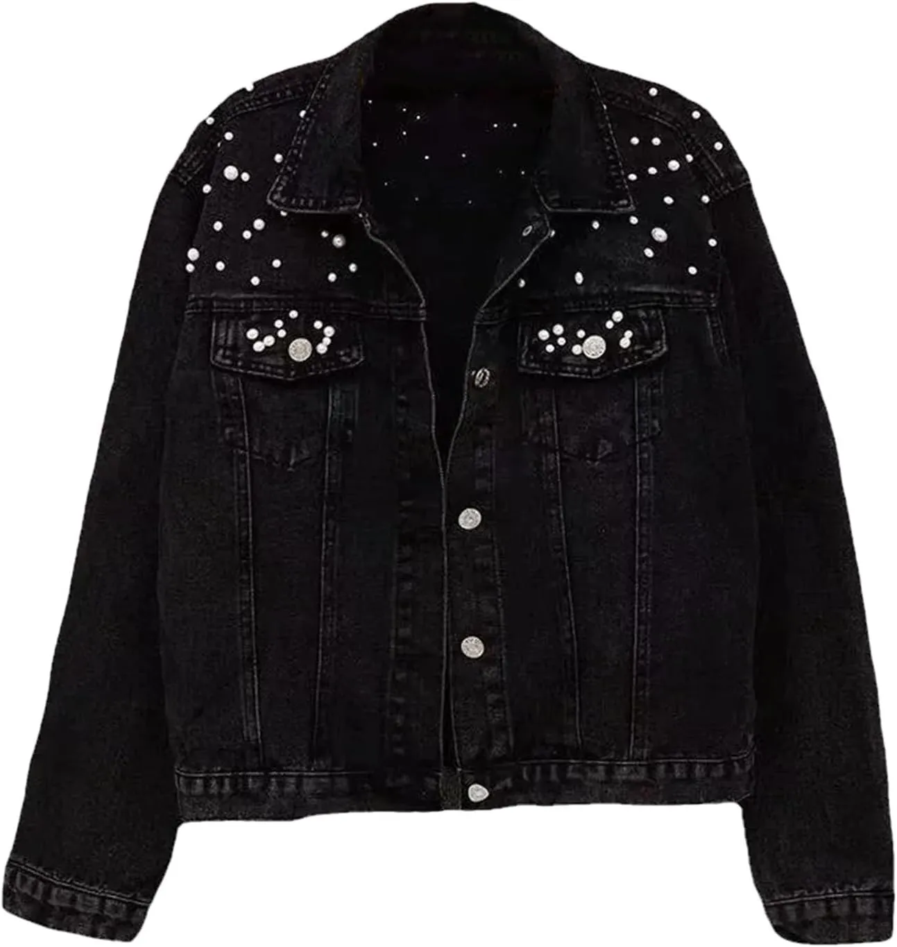 Women's Loose Casual Denim Jacket For Women Short Vintage Washed Boyfriend Denim Coat