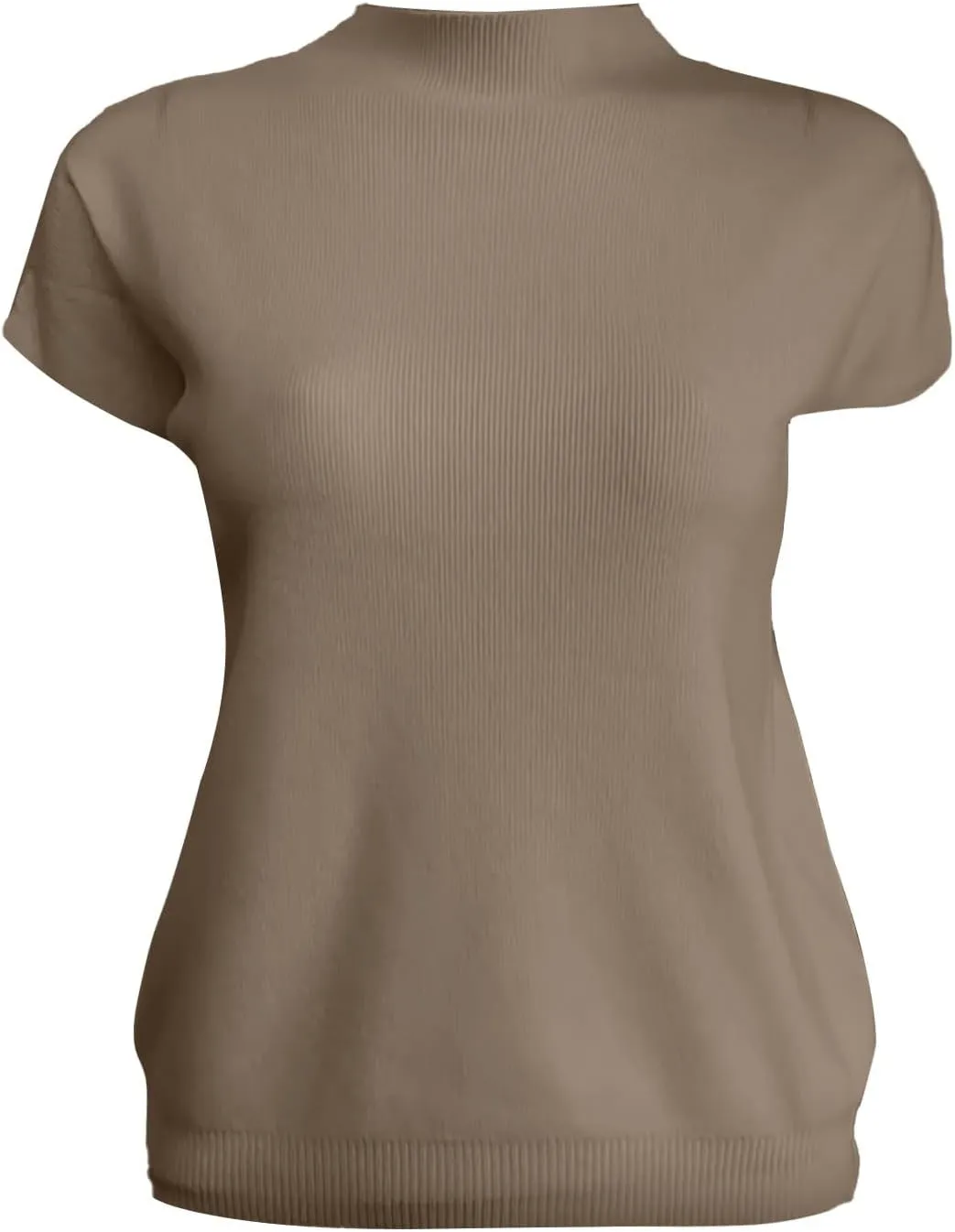 Women's Mock Turtleneck Tops Ice Silk Short Sleeve Slim Fit Summer Casual Shirts Lightweight Basic Tees Dressy Shirt for Work