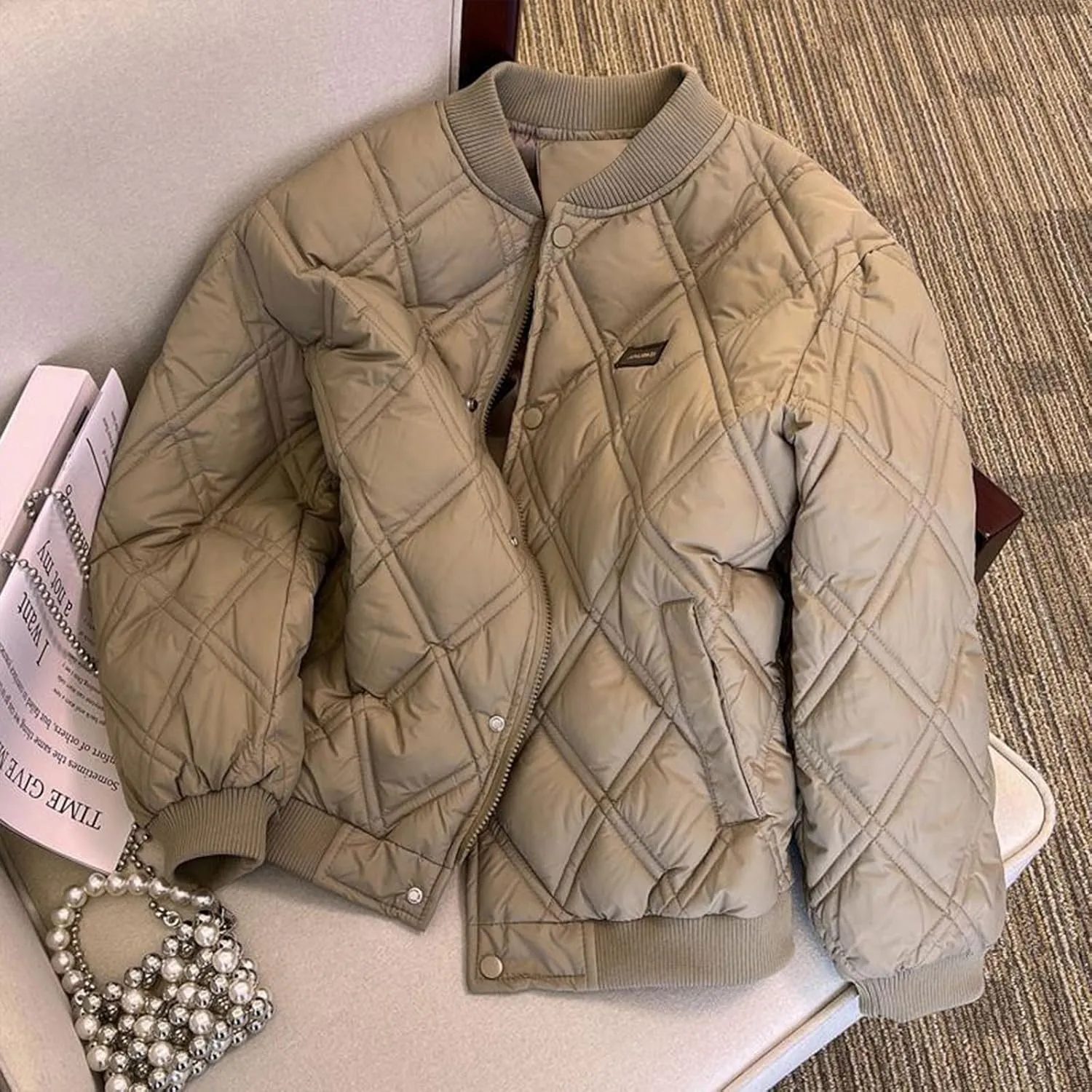Womens Oversized Quilted Jackets Thicken Winter Coats Lightweight Puffer Jackets Padded Outerwear Warm Parkas Down Coats