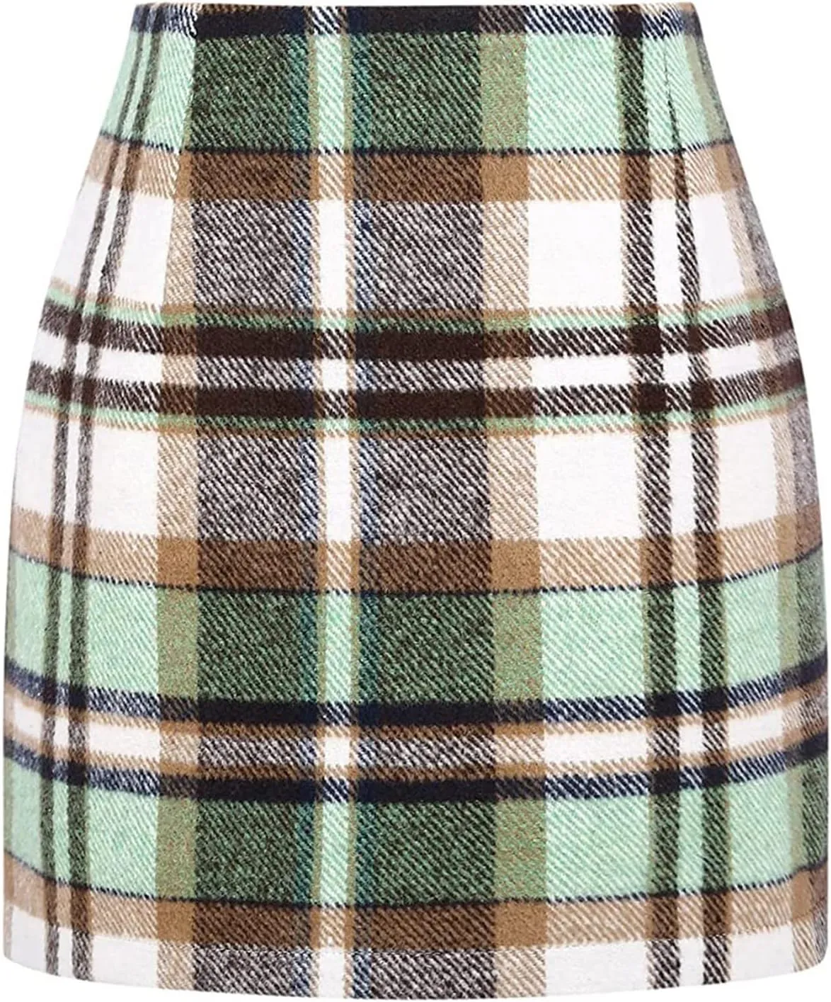 Womens Plaid Skirts Fall Winter Wool Bodycon Pencil Skirts Casual Tweed Trendy A Line Mini Skirts