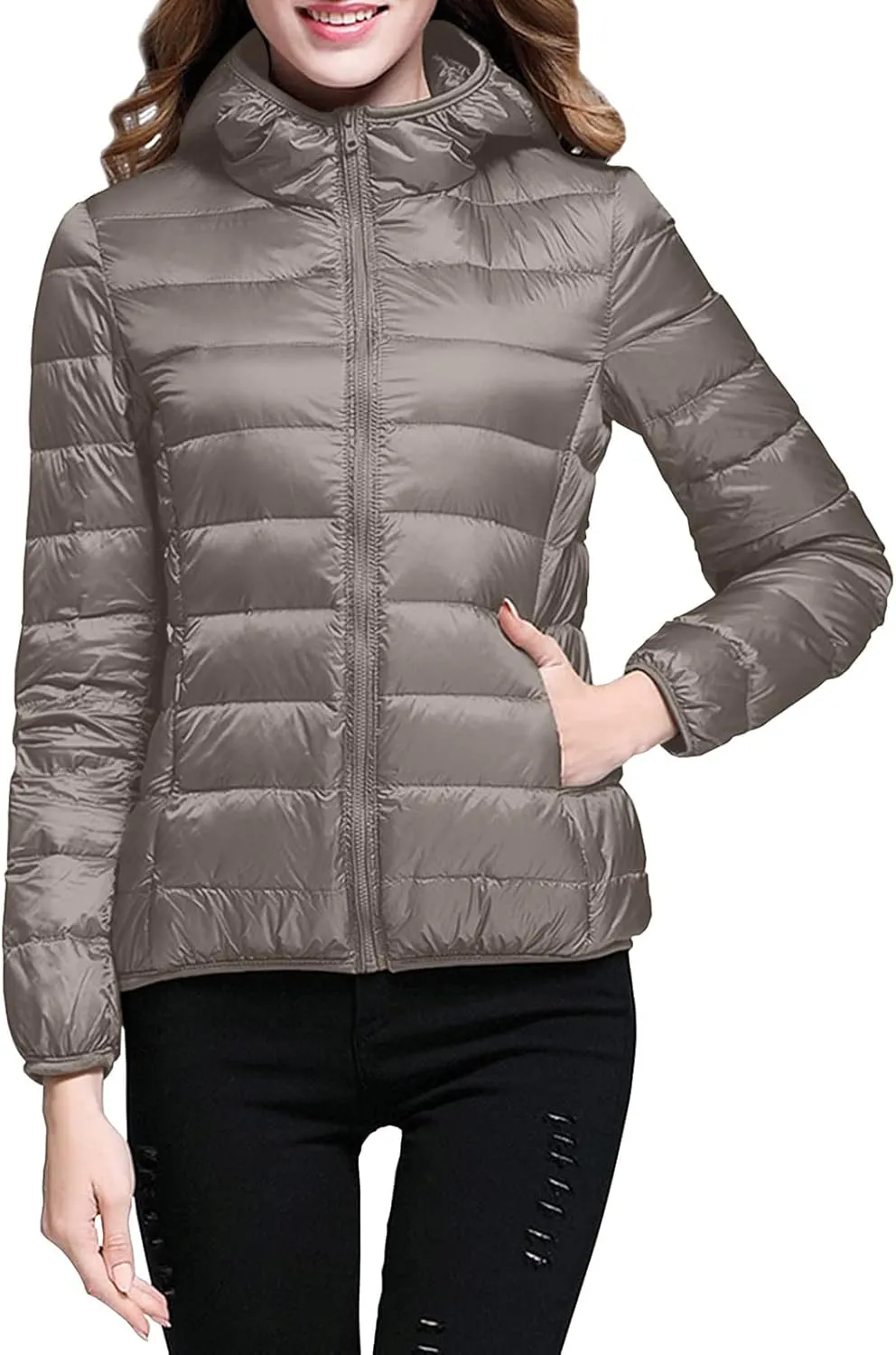 Womens Puffer Jacket Quilted Lightweight Alternative Down Coat Warm Winter Women Lightweight Waterproof Raincoat