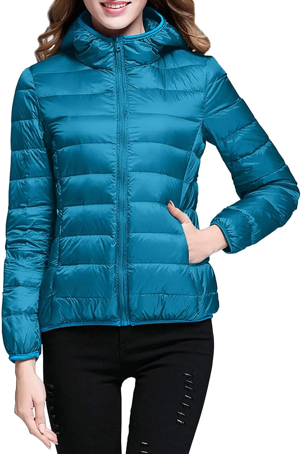 Womens Puffer Jacket Quilted Lightweight Alternative Down Coat Warm Winter Women Lightweight Waterproof Raincoat
