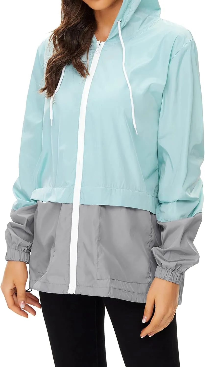 Women's Rain Jacket Lightweight Waterproof Hooded Raincoat Windbreaker Travel Rain Coats for Hiking Travel Outdoor