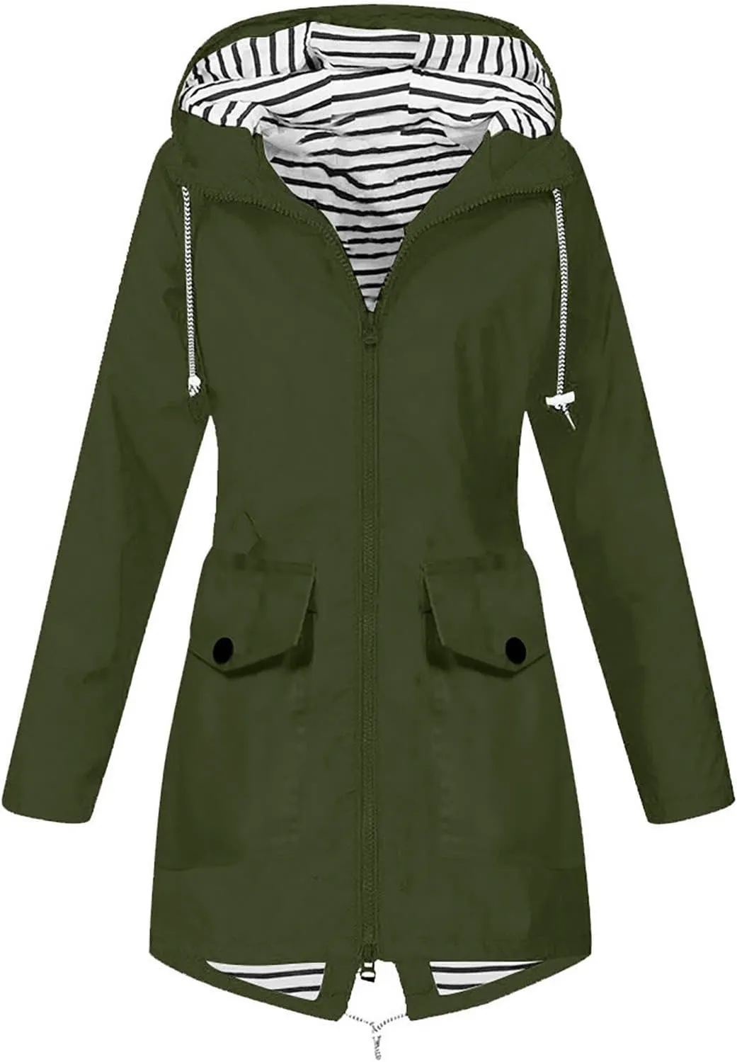 Womens Rain Jacket with Hood Waterproof ski Jacket Lightweight Casual Raincoats Travel Hiking Jackets Lined Pockets