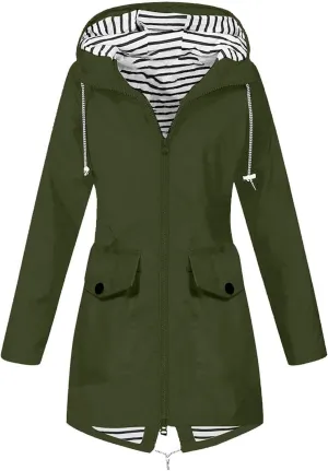 Womens Rain Jacket with Hood Waterproof ski Jacket Lightweight Casual Raincoats Travel Hiking Jackets Lined Pockets
