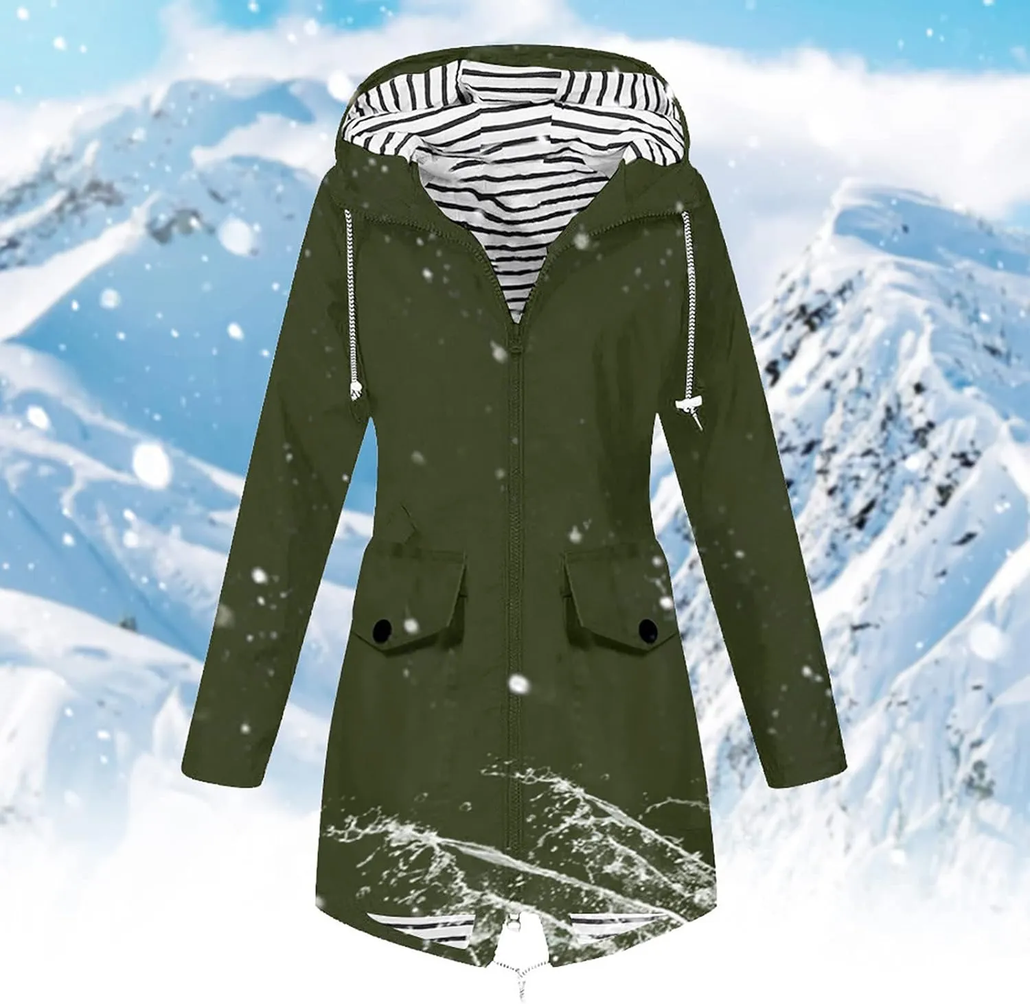 Womens Rain Jacket with Hood Waterproof ski Jacket Lightweight Casual Raincoats Travel Hiking Jackets Lined Pockets