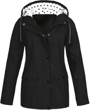 Women's Raincoat Waterproof Long Hooded Trench Coats Fall Lightweight Windbreaker Travel Jacket
