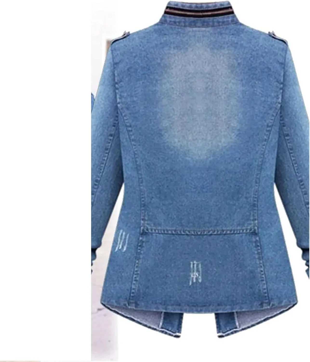 Women's Slim Vintage Washed Boyfriend Denim Jacket For Women Casual Jean Coat With Pocket