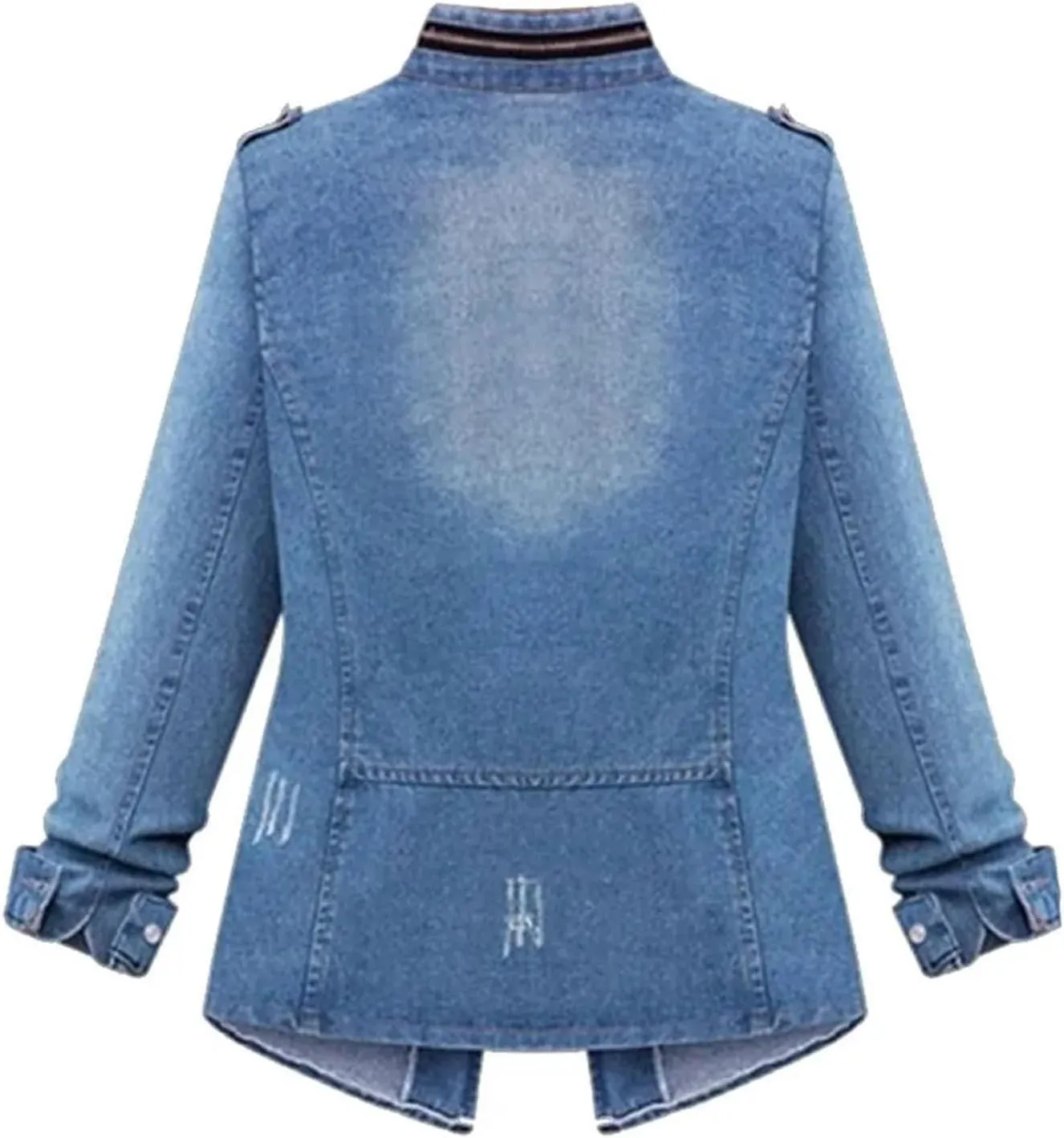 Women's Slim Vintage Washed Boyfriend Denim Jacket For Women Casual Jean Coat With Pocket
