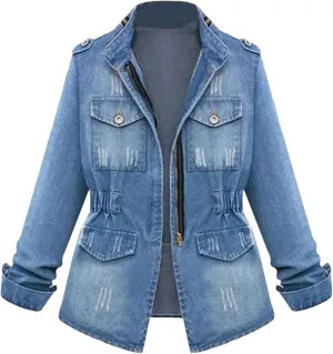 Women's Slim Vintage Washed Boyfriend Denim Jacket For Women Casual Jean Coat With Pocket