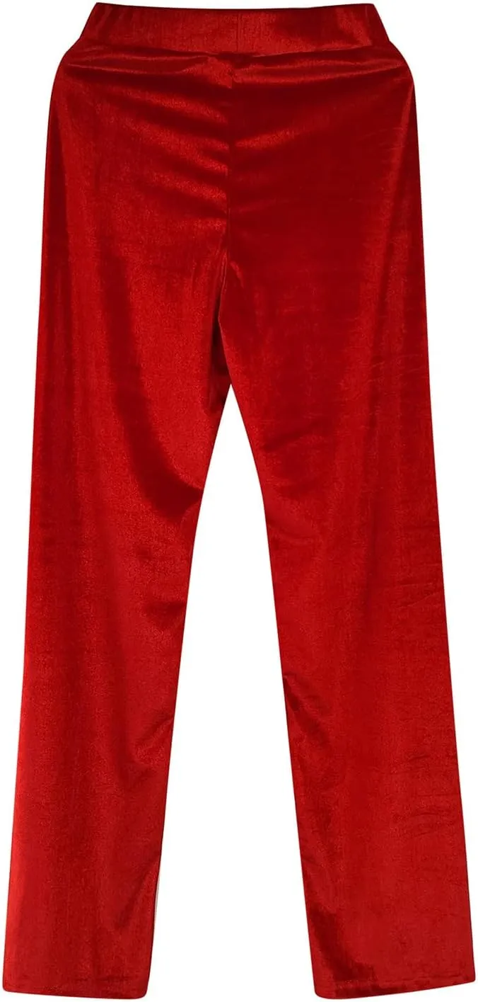 Womens Solid Color Mid Waist Cotton Pants Loose Wide Leg Straight Trouser with Pockets Casual Yoga Sweatpants Slacks