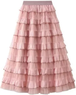 Women's Summer Elastic Waist Tiered Maxi Skirt High Waist Casual Beach Outfits Bohemian Print A-Line Long Skirt