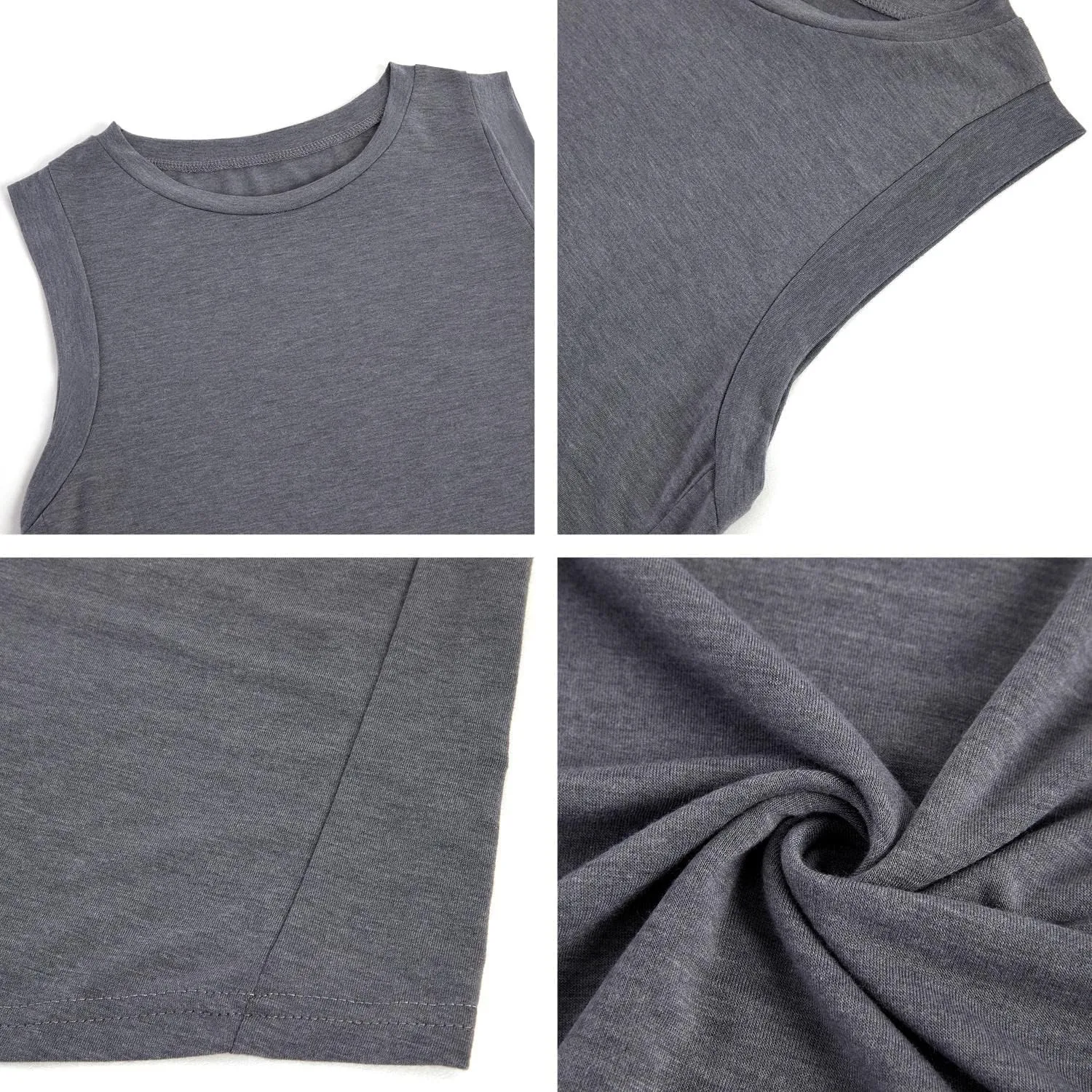 Women's Summer Sleeveless Tank Top Loose Fit Casual Crew Neck T Shirts Basic Tee Tops
