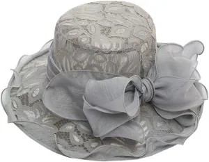 Women's Summer Sun Hat Wide Brim Bucket Hat Women Vintage Bowler Cloche Hat for Church, Wedding, Party Independence Day