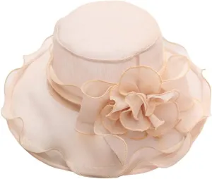 Women's Summer Sun Hat Wide Brim Bucket Hat Women Vintage Bowler Cloche Hat for Church, Wedding, Party Independence Day