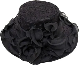 Women's Summer Sun Hat Wide Brim Bucket Hat Women Vintage Bowler Cloche Hat for Church, Wedding, Party Independence Day