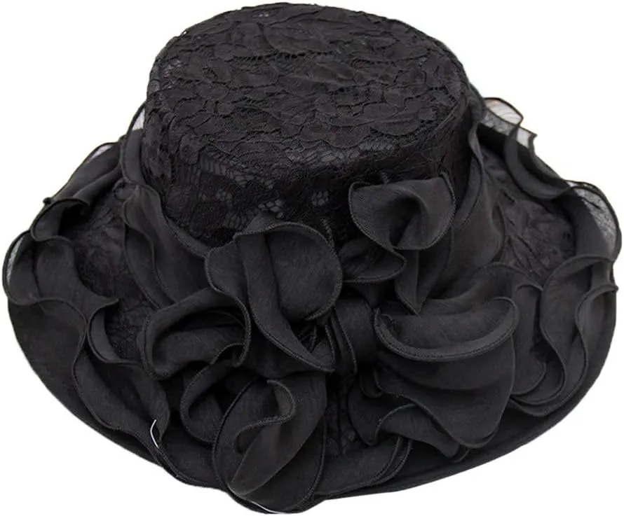 Women's Summer Sun Hat Wide Brim Bucket Hat Women Vintage Bowler Cloche Hat for Church, Wedding, Party Independence Day