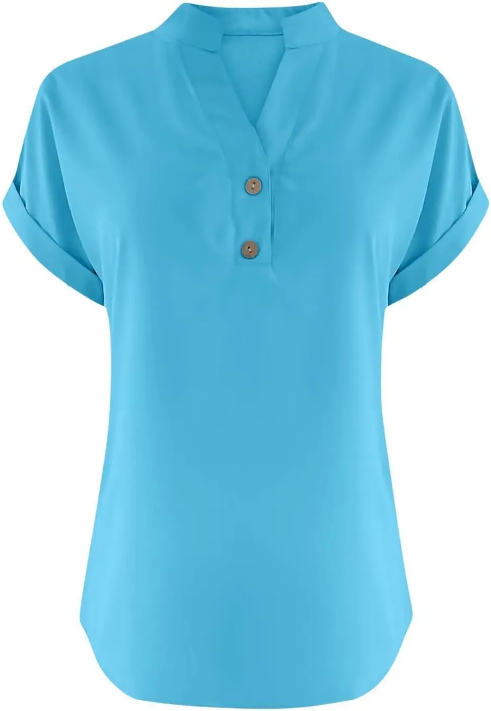 Womens Summer Tops Lightweight Trendy Linen Shirts Comfy Button Down Short Sleeve V Neck Tops Casual Dressy Blouses