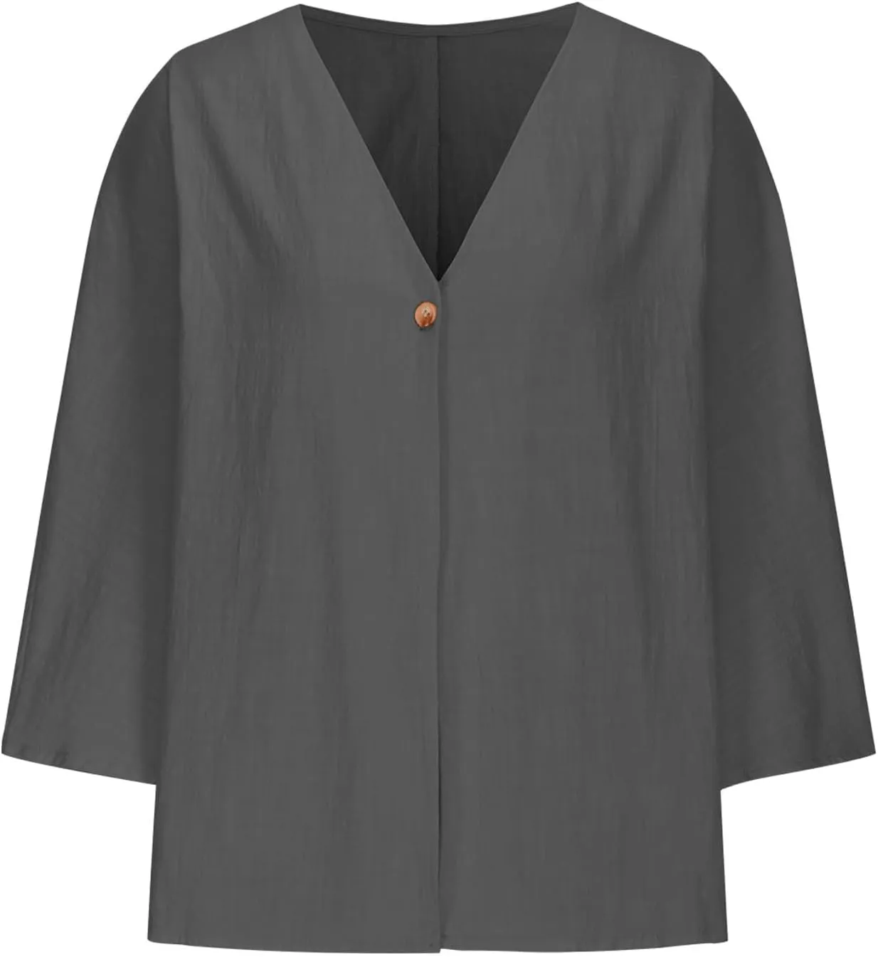 Womens Tops Casual Summer Linen Work Tops Trendy Button Down V Neck Long Sleeve Shirts Oversized Comfy Top Blouses