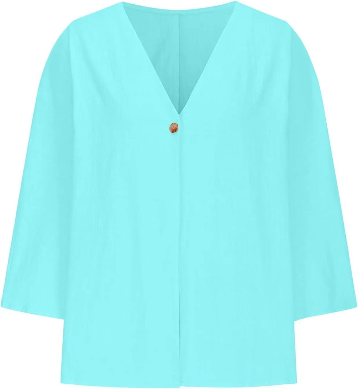 Womens Tops Casual Summer Linen Work Tops Trendy Button Down V Neck Long Sleeve Shirts Oversized Comfy Top Blouses