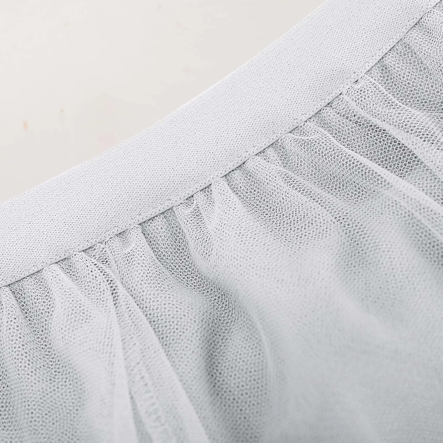 Womens Tulle Skirt Solid Color Elastic High Waist Pleated Mesh Flowy A-Line Skirts Summer Midi Skort
