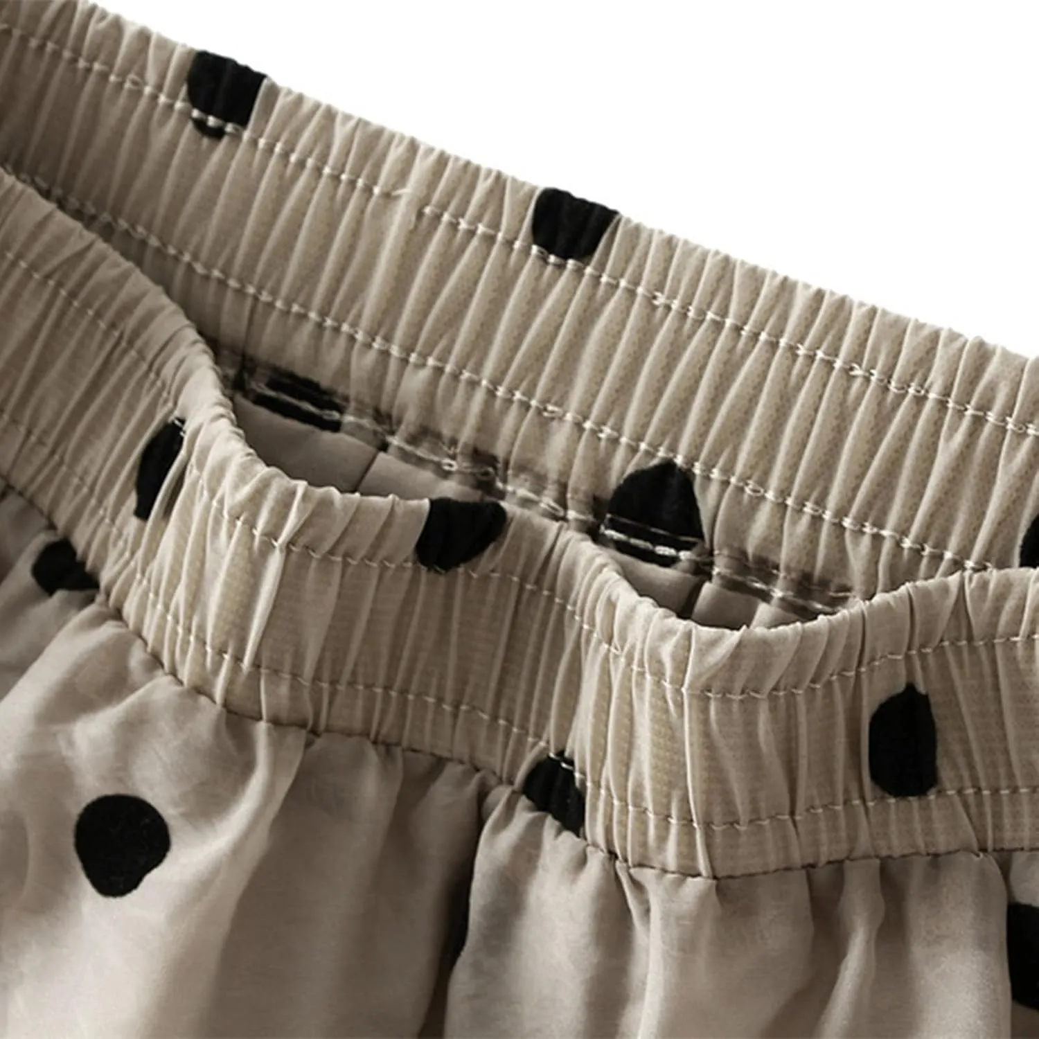 Women's Vintage Polka Dots Tulle Skirts Elastic Waist A Line Pleated Ruffle Midi Skirt Summer Loose Flowy Skirts